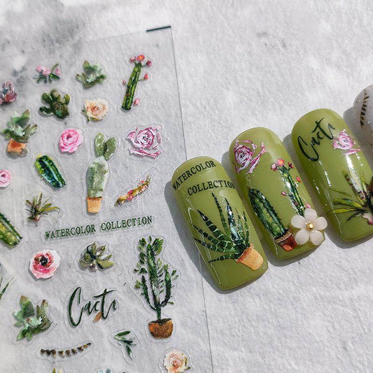 Nail Art Stickers Adhesive Slider Cactus Sticker Decals TS1839 - Nail MAD
