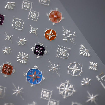 NailMAD Nail Art Stickers Adhesive Slider White Embossed Sticker Decals TL002 - Nail MAD