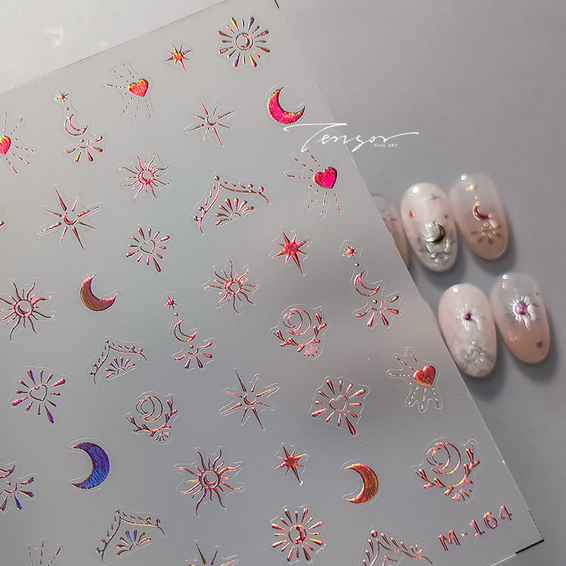 NailMAD Nail Art Stickers Adhesive Slider Gold Silver Moon Shape Metal Sticker Decals M164 - Nail MAD