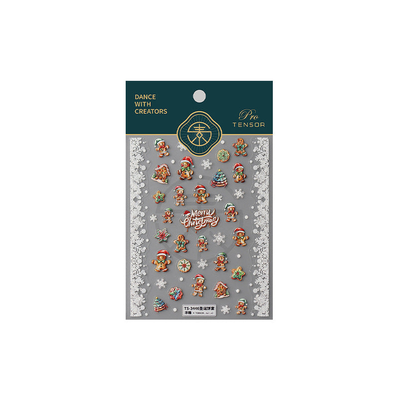 Tensor Nail Stickers Embossed Christmas Ginger Bread Man TS3445 - Nail MAD