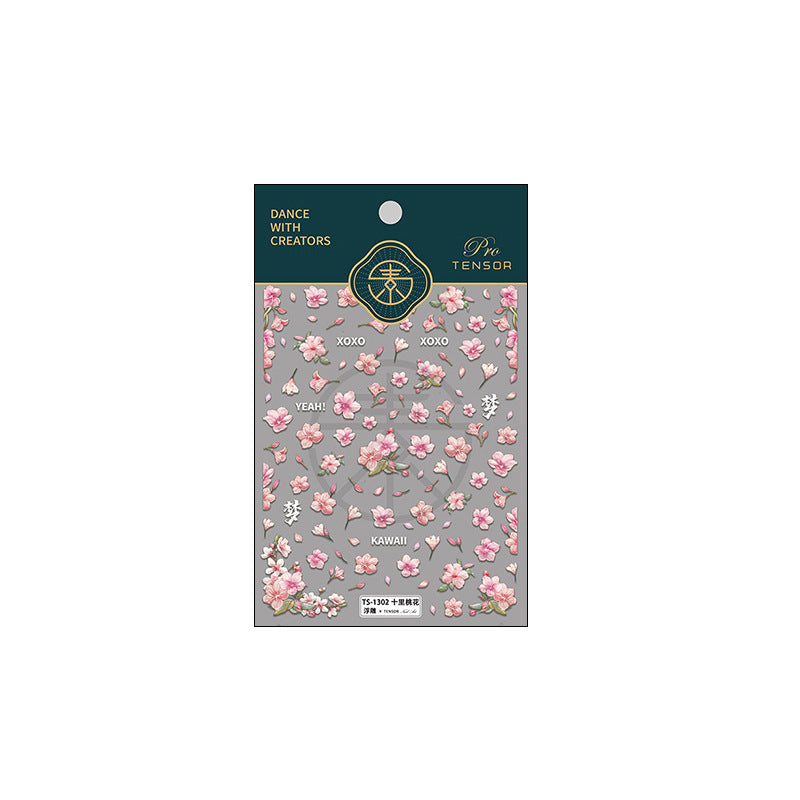 Tensor Nail Stickers Embossed Cherry Blossom TS1302 - Nail MAD