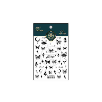 Nail Art Stickers Adhesive Slider Black Butterfly Rose Sticker Decals TS2017 - Nail MAD