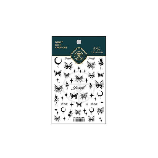 Nail Art Stickers Adhesive Slider Black Butterfly Rose Sticker Decals TS2017 - Nail MAD