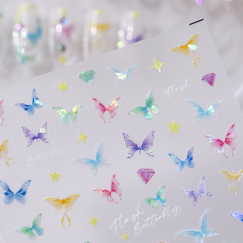 Tensor Nail Art Stickers Shiny Butterfly Embossed Sticker Decals - Nail MAD