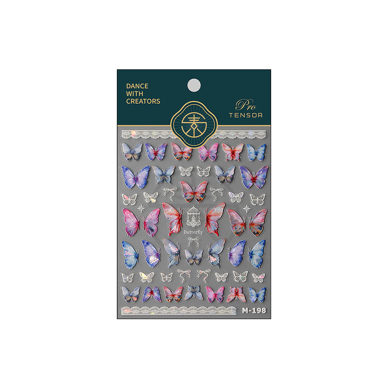 NailMAD Nail Art Stickers Adhesive Slider Embossed Laser Butterfly Sticker Decals M198 - Nail MAD