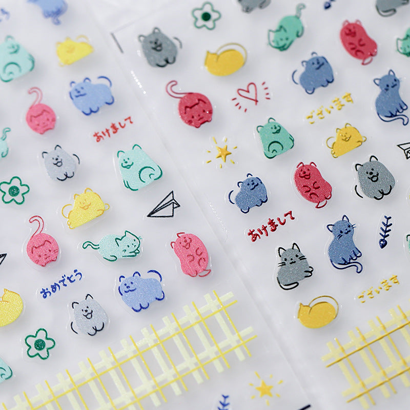 Tensor Nail Art Stickers Cute Cat Sticker Decals - Nail MAD
