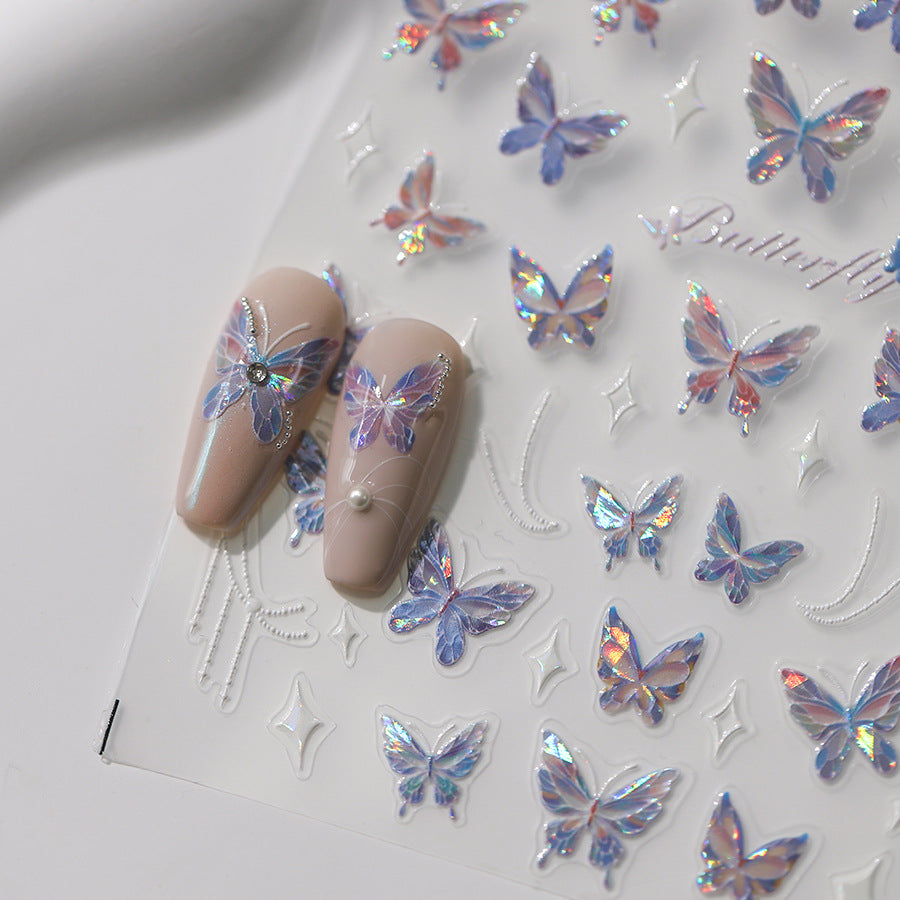 NailMAD Nail Art Stickers Adhesive Slider Embossed Metal Butterfly Sticker Decals M241 - Nail MAD