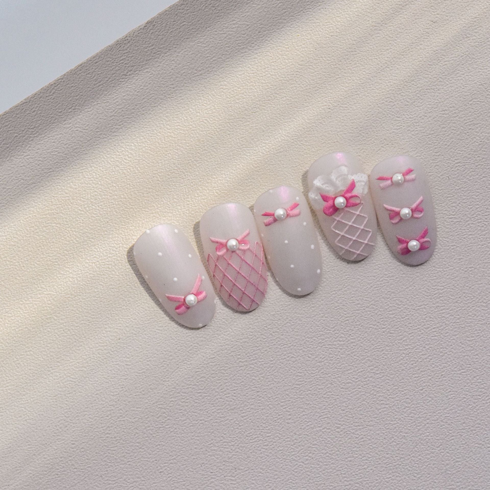 Bow Lace Peals Nail Art Stickers Adhesive Embossed Sticker Decals MS399