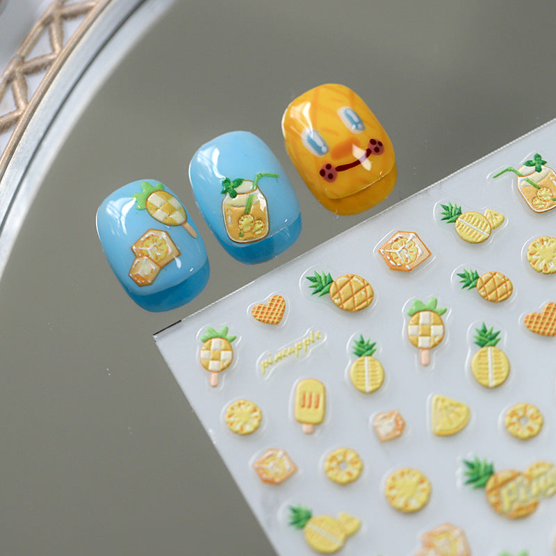 NailMAD Nail Art Stickers Adhesive Slider Embossed Pineapple Fruit Sticker Decals TS2921 - Nail MAD