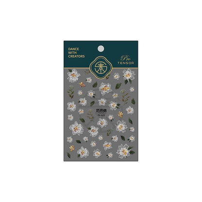 Tensor Nail Art Stickers Flower Floral Embossed Sticker Decals - Nail MAD