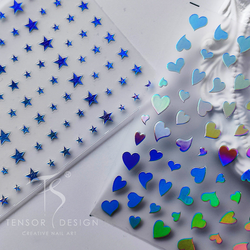 Tensor Nail Art Stickers Metal Effect Star Heart Shape Sticker Decals - Nail MAD