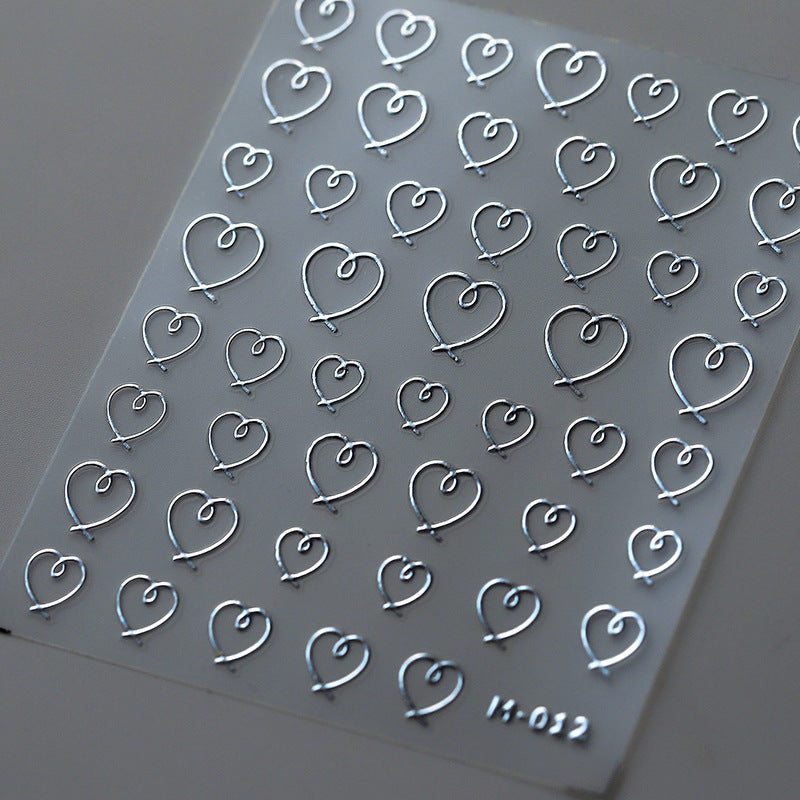 Tensor Nail Art Stickers Metal Colors Love Heart Sticker Decals - Nail MAD