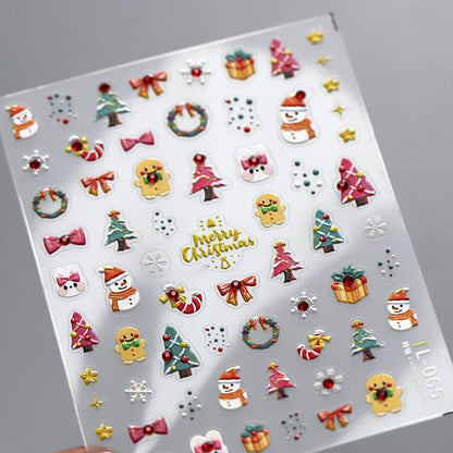 Tensor Nail Art Stickers Christmas Tree Snowflake Embossed Sticker Decals TL065 - Nail MAD