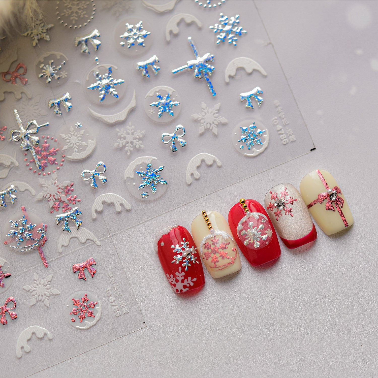 Winter Snowflake Nail Art Stickers Adhesive Embossed Sticker Decals to4786