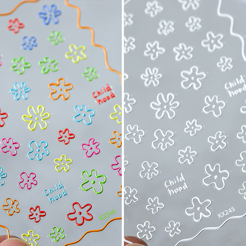 Tensor Nail Stickers Embossed Line Flower - Nail MAD