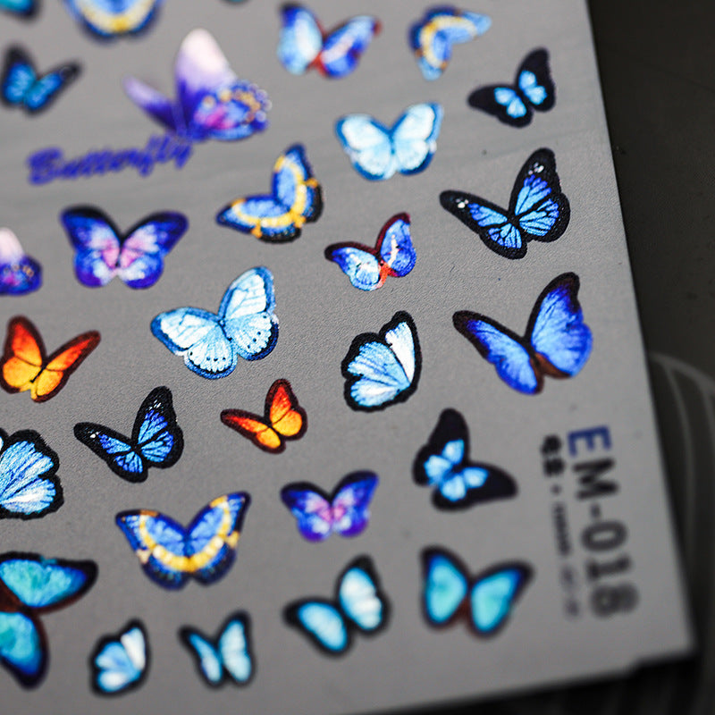 NailMAD Nail Art Stickers Adhesive Slider Metal Color Butterfly Sticker Decals EM018 - Nail MAD