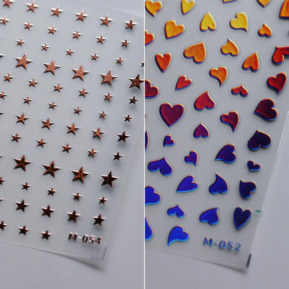 Tensor Nail Art Stickers Metal Effect Star Heart Shape Sticker Decals - Nail MAD