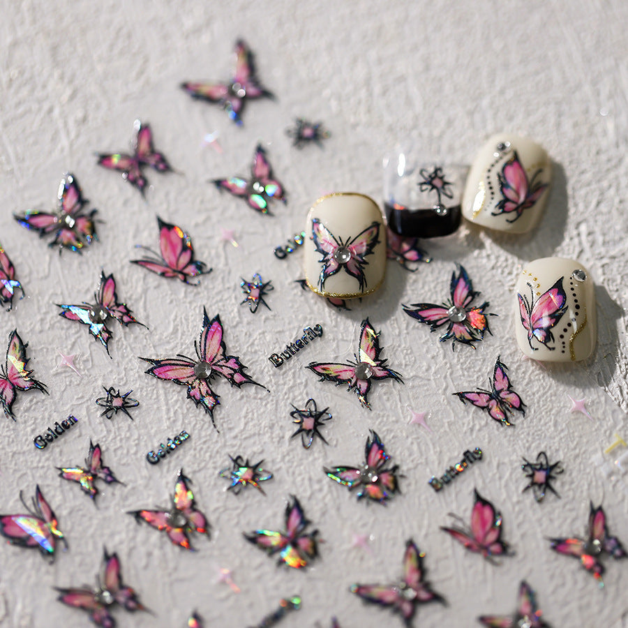 NailMAD Nail Art Stickers Adhesive Slider Shiny Butterfly Sticker Decals TL123 - Nail MAD