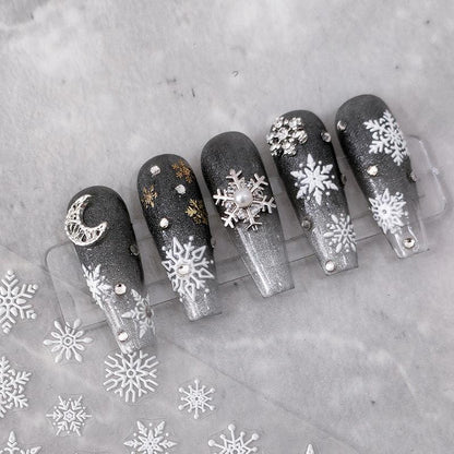Tensor Nail Art Stickers White Snowflake Sticker Decals - Nail MAD