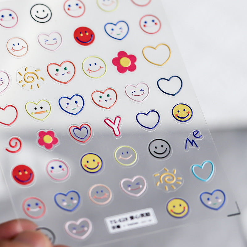 Tensor Nail Art Stickers Heart Smile Face Embossed Sticker Decals - Nail MAD