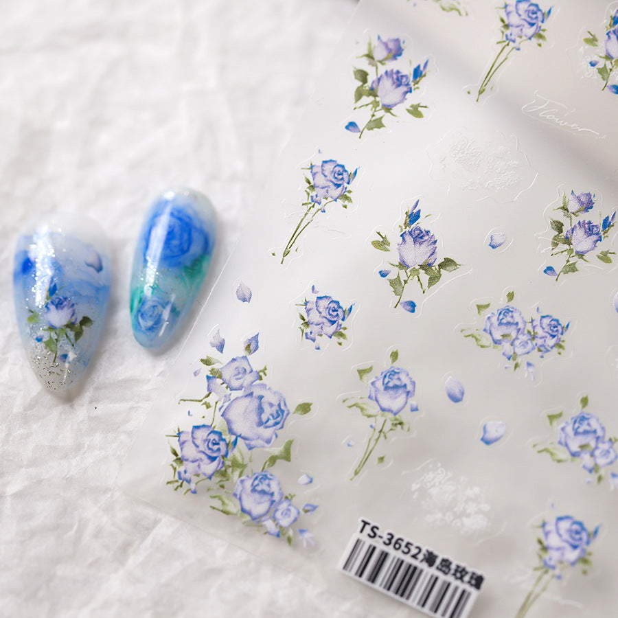 NailMAD Nail Art Stickers Adhesive Slider Yellow Blue Rose Sticker Decals - Nail MAD