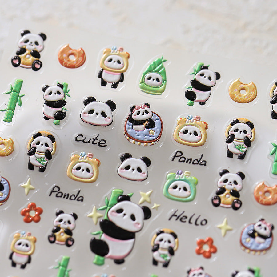 NailMAD Nail Art Stickers Adhesive Slider Cartoon Panda Embossed Sticker Decals TS3637 - Nail MAD
