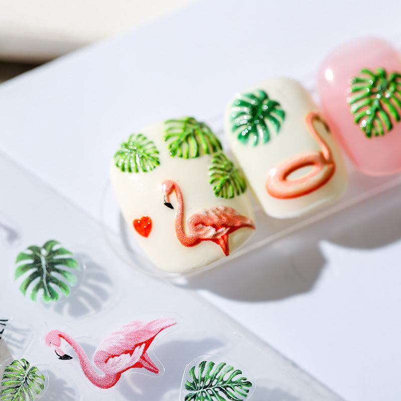 Tensor Nail Art Stickers Tropical Plants Flamingo Sticker Decals - Nail MAD