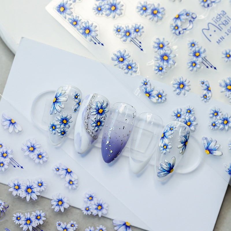 Tensor Nail Art Stickers Blue Daisy Sticker Decals - Nail MAD