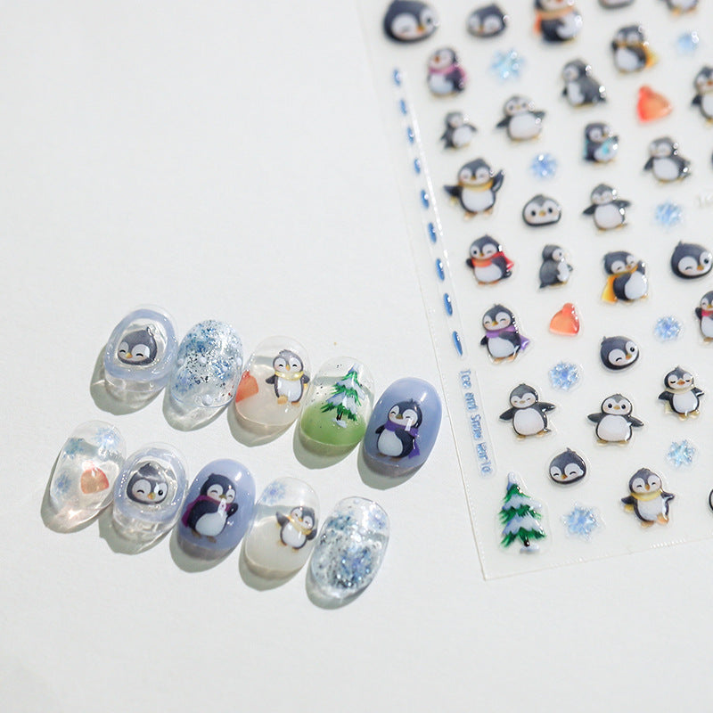 NailMAD Nail Art Stickers Adhesive Slider Cartoon Penguins Jelly Sticker Decals M136 - Nail MAD