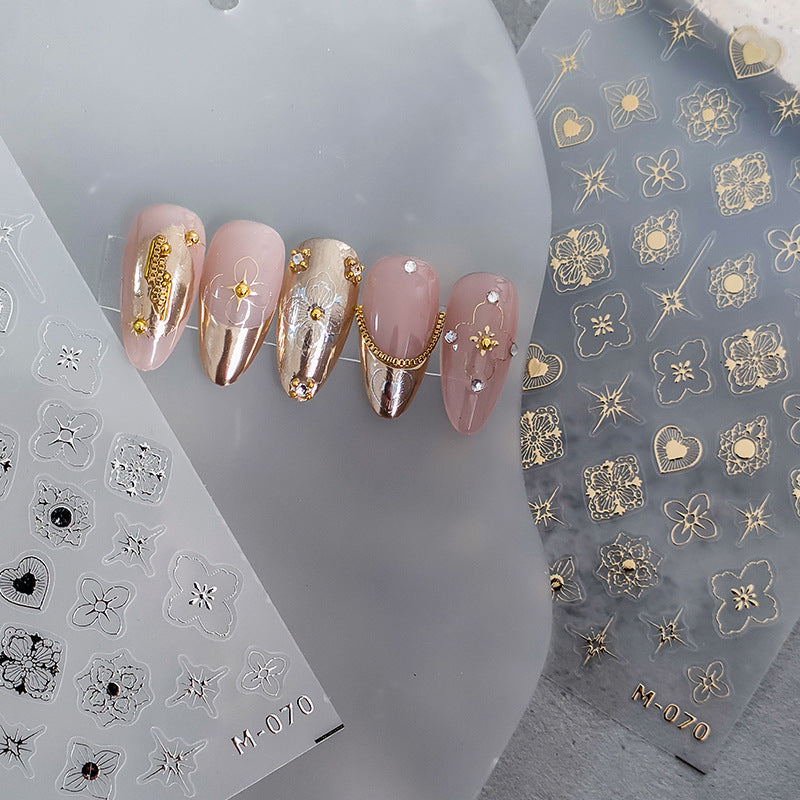 Tensor Nail Art Stickers Gold Silver Embossed Sticker Decals - Nail MAD