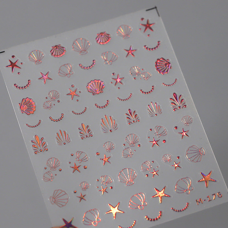 NailMAD Nail Art Stickers Adhesive Slider Embossed Starfish Shell Sea Sticker Decals M176 - Nail MAD