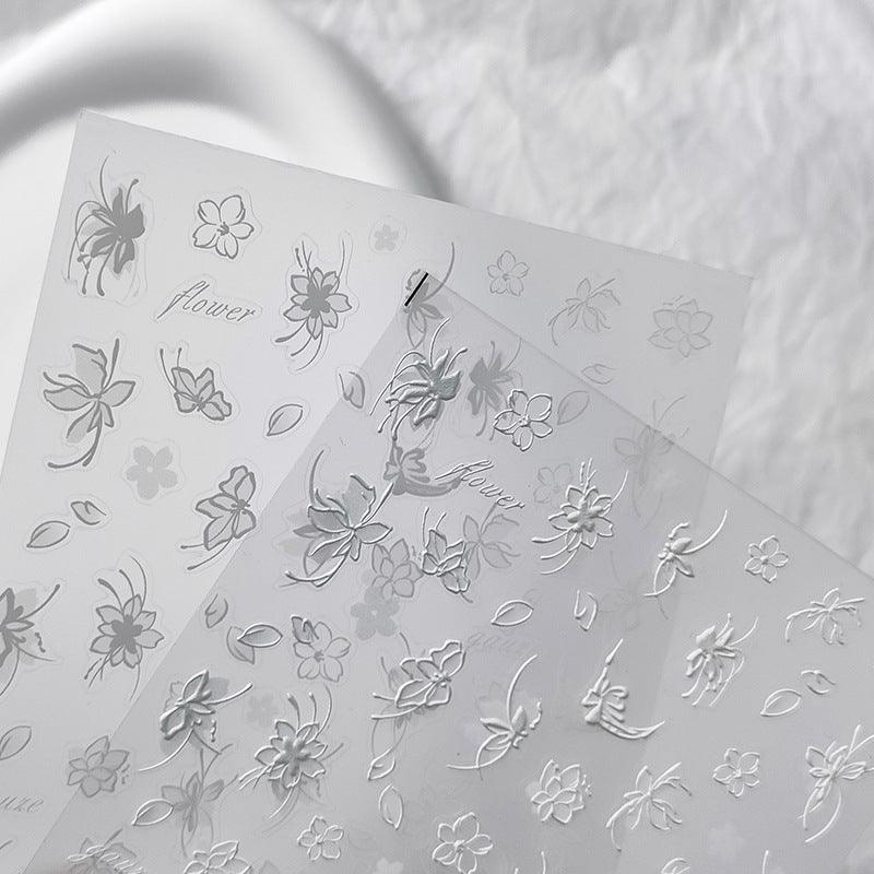 NailMAD Nail Art Stickers Adhesive Slider Embossed Rose Flower Sticker Decals TS3457 - Nail MAD