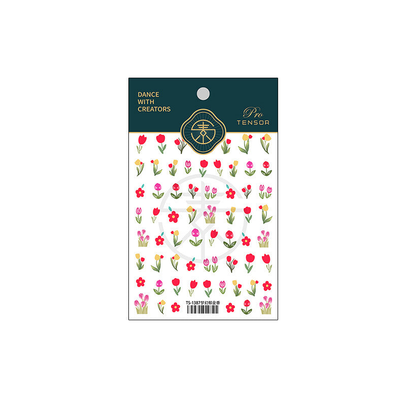 Tensor Nail Stickers Embossed Tulips Flower TS1386 - Nail MAD