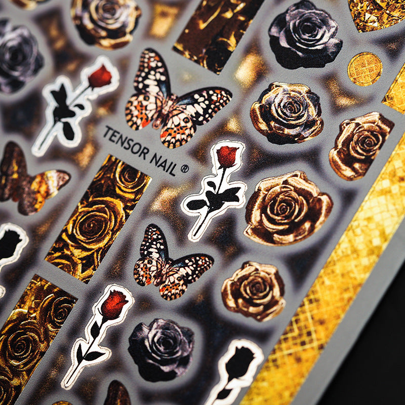 Tensor Nail Art Stickers Gold Rose Sticker Decals EM014 - Nail MAD