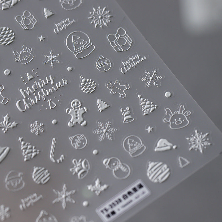 NailMAD Nail Art Stickers Adhesive Slider Embossed Snowflake Sticker Decals TS3537 - Nail MAD