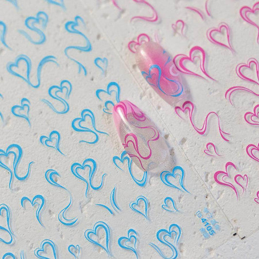 Love Heart Nail Art Stickers Colorful Ribbon Heart Shape Adhesive Sticker Decals to4103 - Nail MAD