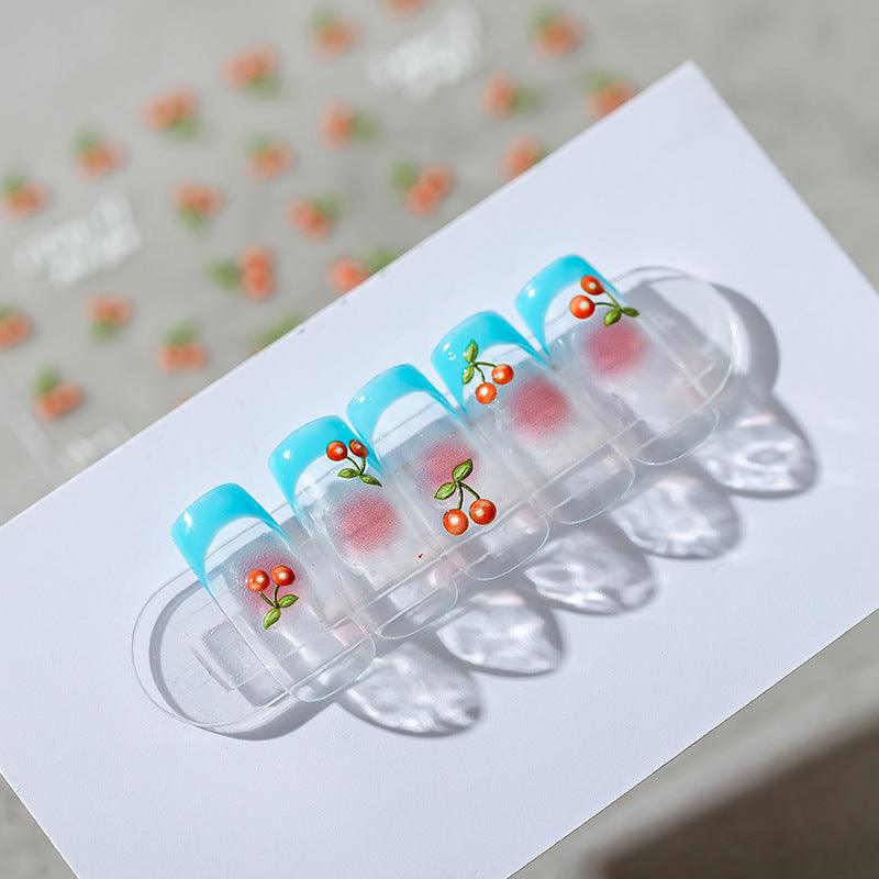 Tensor Nail Art Stickers Cherry Embossed Sticker Decals - Nail MAD