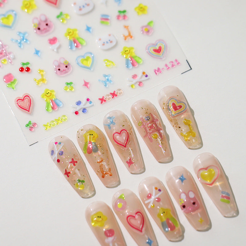 Tensor Nail Art Stickers Jelly Colors Cartoon Embossed Sticker Decals M121 - Nail MAD