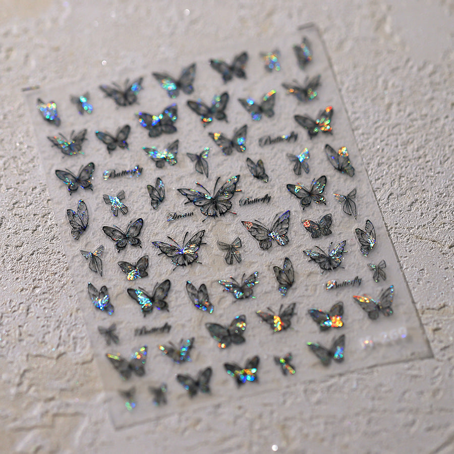NailMAD Nail Art Stickers Adhesive Slider Black Butterfly Sticker Decals - Nail MAD