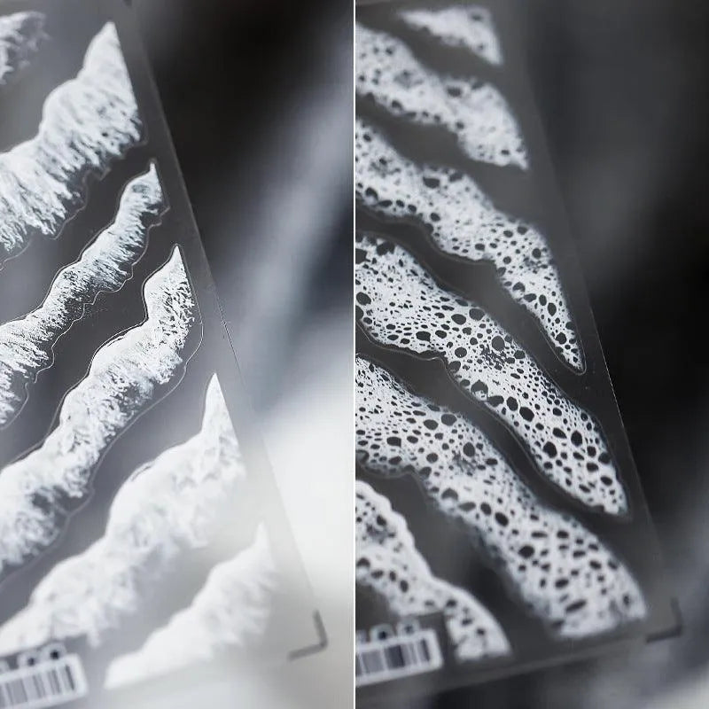 Ocean Spray Nail Art Stickers White Waves Adhesive Sticker Decals TS686