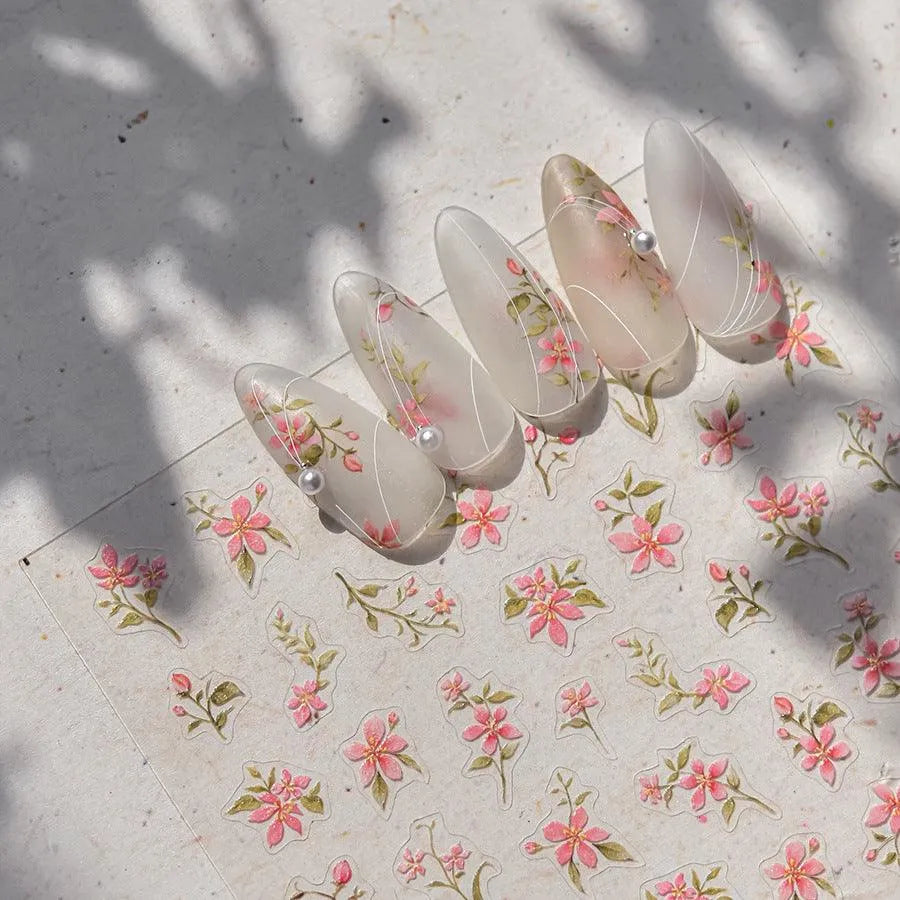 Osmanthus Flower Nail Art Stickers Laurel Flowers Blossoms Adhesive Sticker Decals 