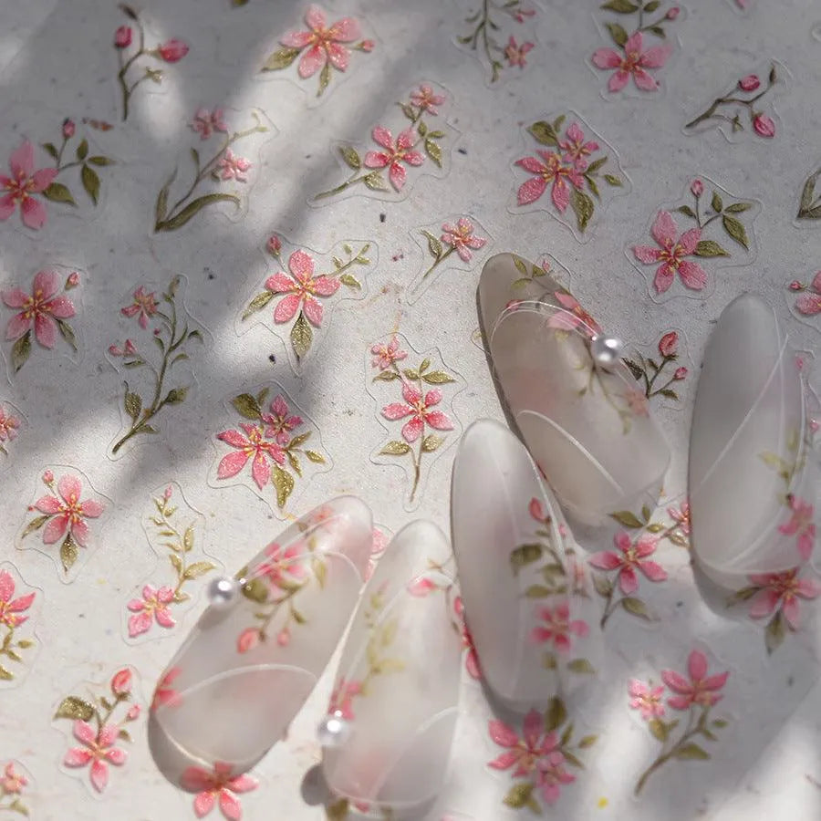 Osmanthus Flower Nail Art Stickers Laurel Flowers Blossoms Adhesive Sticker Decals 