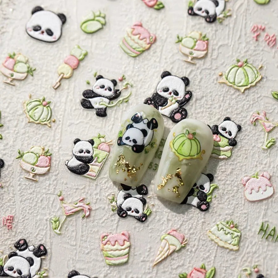 Panda Nail Art Stickers 3D Adhesive Slider Sticker Decals MN362