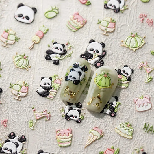 Panda Nail Art Stickers 3D Adhesive Slider Sticker Decals MN362