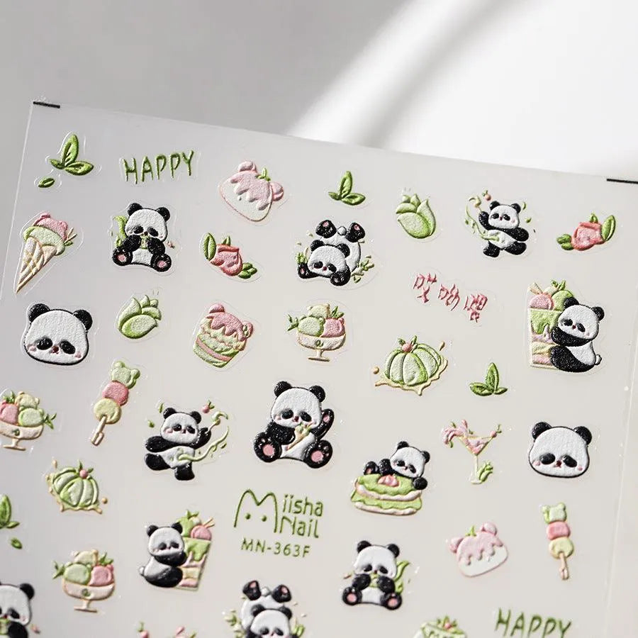 Panda Nail Art Stickers 3D Adhesive Slider Sticker Decals MN362