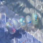 Pastel Marine Life Nail Art Stickers Adhesive Embossed Jellyfish Sticker Decals to4096