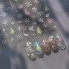 Pastel Snowflake Nail Art Stickers Adhesive Gradient Christmas Tree Sticker Decals to4440