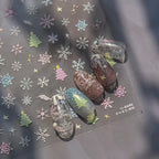 Pastel Snowflake Nail Art Stickers Adhesive Gradient Christmas Tree Sticker Decals to4440