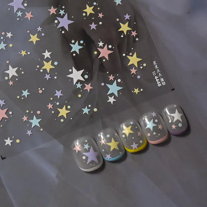 Pastel Star Nail Art Stickers Adhesive Gradient Stars Sticker Decals to4448