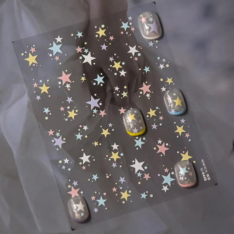 Pastel Star Nail Art Stickers Adhesive Gradient Stars Sticker Decals to4448